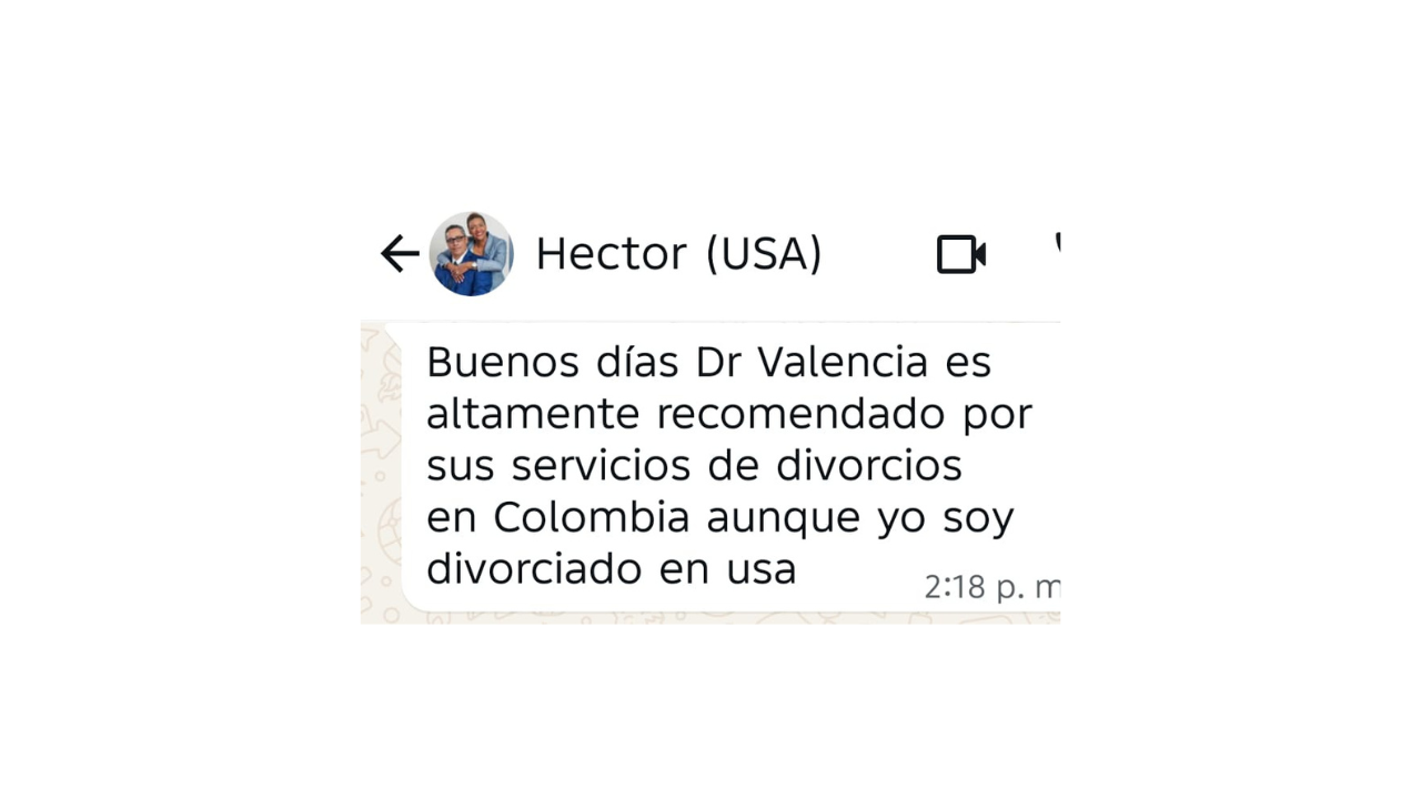 Dr. Alex Valencia altamente recomendado en divorcios en Colombia