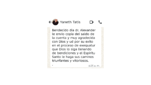testimonio señora Yaneht -bendiciones al Dr. Alex - Valencia Grajales Abogados (Exequátur - USA)