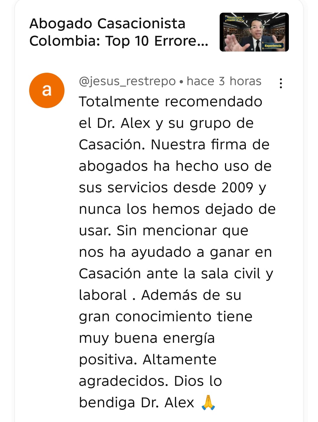 testimonio jesus restrepo casación