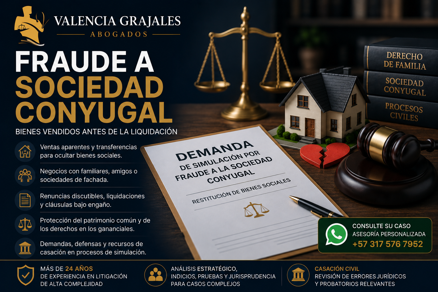 Fraude a sociedad conyugal en Colombia por ventas aparentes y bienes ocultos