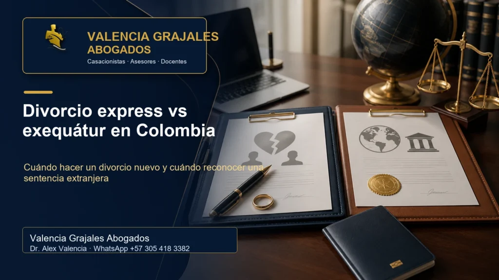 diferencia entre divorcio express y exequátur en Colombia